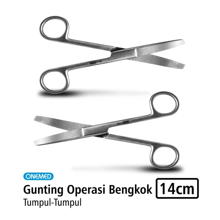 Gunting Operasi Bengkok 14cm Stainless Steel Tumpul-Tumpul OneMed OJ