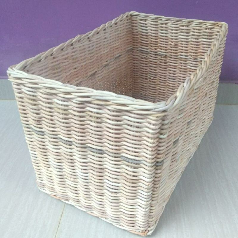 Keranjang persegi panjang kotak rotan penyimpanan 50x30x30 cm