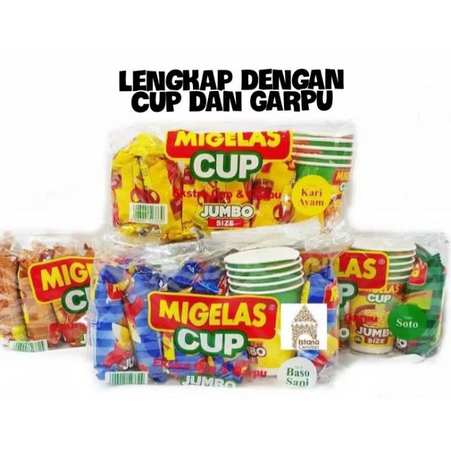 MIE MI GELAS MIGELAS MIEGELAS CUP UKURAN JUMBO SIZE ISI 5 BUNGKUS 41 GR GRAM 41GR 41GRAM