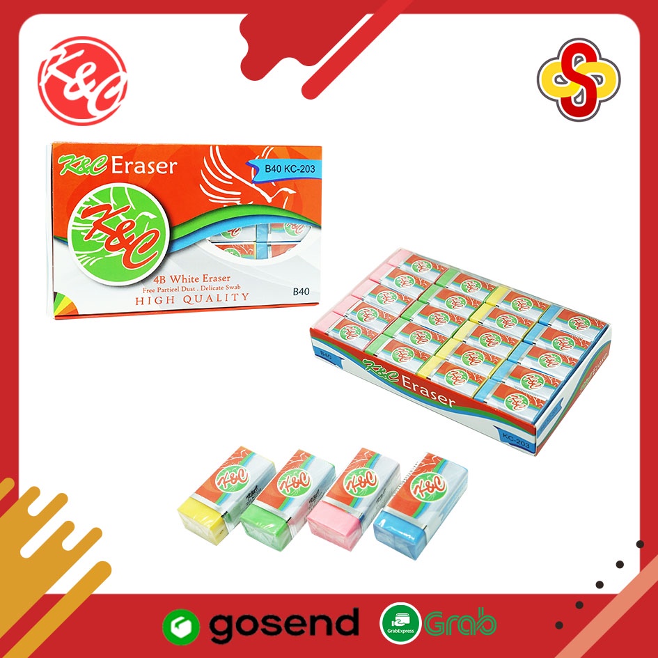 Penghapus / Eraser / Stip B40 K&amp;C Warna Kecil Isi 40 pcs