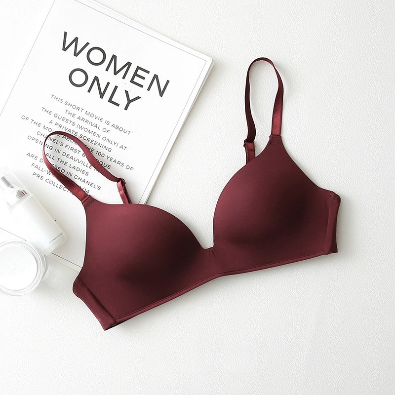 Vbras Offical Shop BR28 Bra Push Up Bra Tanpa Kawat Pakaian Dalam Seksi Wanita-MAROON