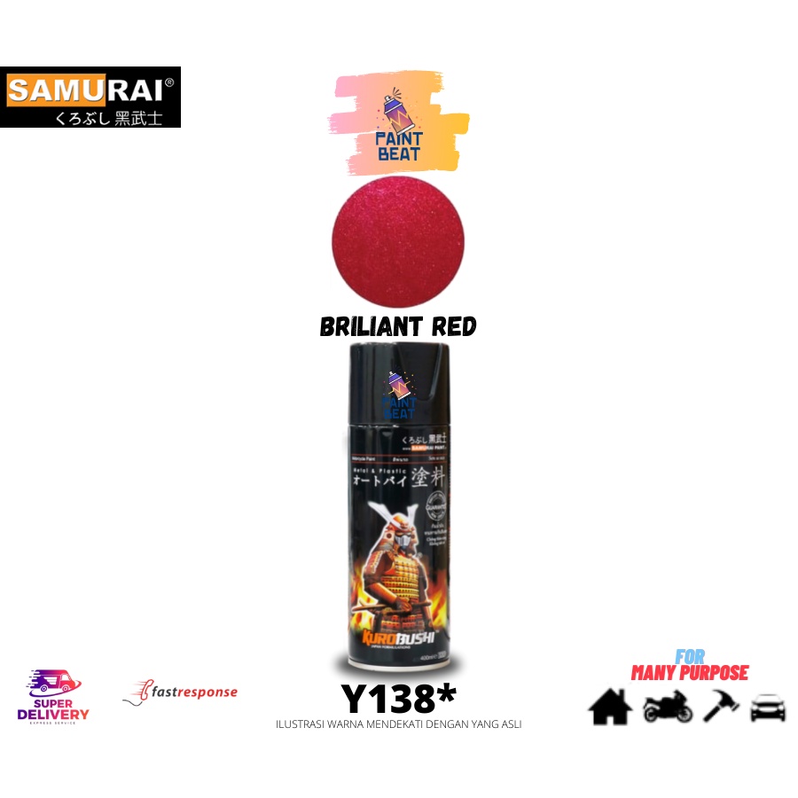 Samurai Paint Brilliant Red Yamaha Y138 - Merah Candy / Red Candy / Cat Aerosol / Cat Semprot