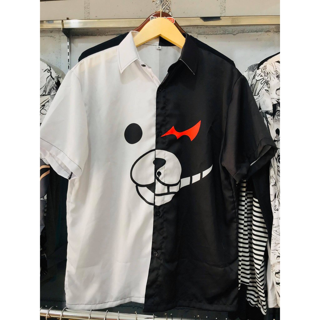 Kemeja Anime Monokuma Danganronpa Black White