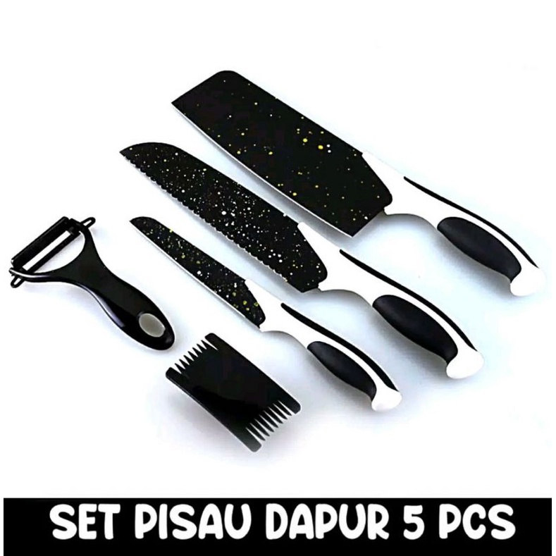 SET PISAU DAPUR HITAM KERAMIK MEWAH ISI 5 PCS MURAH