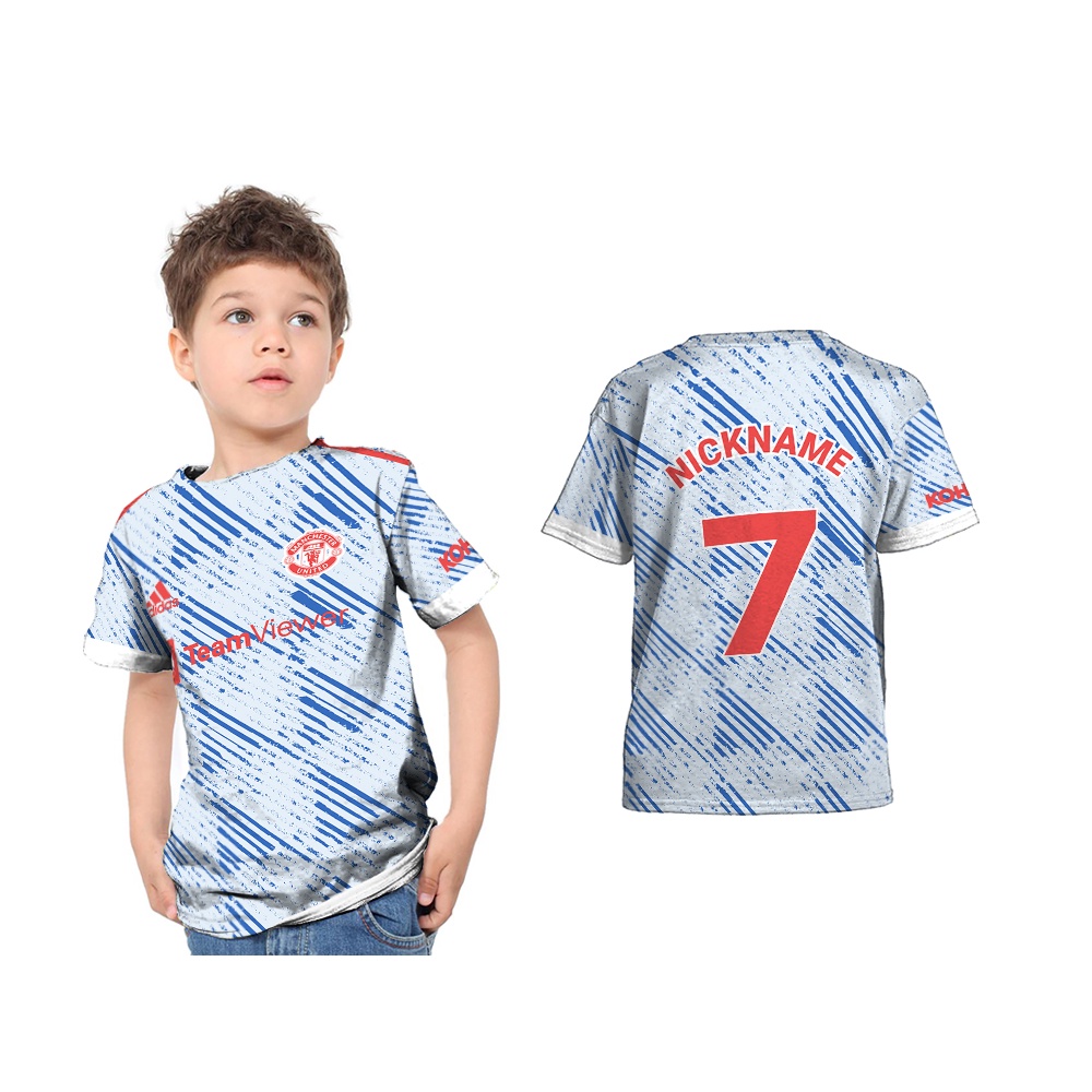 Kaos Anak T-shirt Jersey Tim Bola Manchester United 2021 Away Full Printing Custom