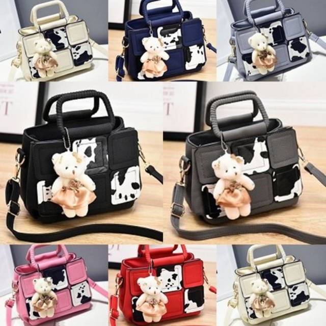 Tas Korea Wall Motif Sapi Gantungan Boneka Lucu Import