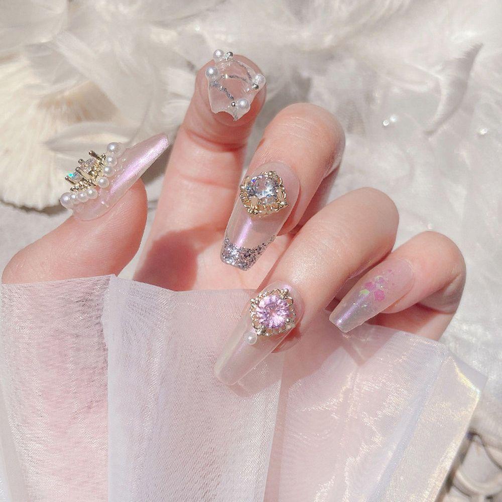 Agustina Nail Art Rhinestones Korea Jepang Indah Berongga Warna-Warni Manicure 3D Perhiasan Kuku