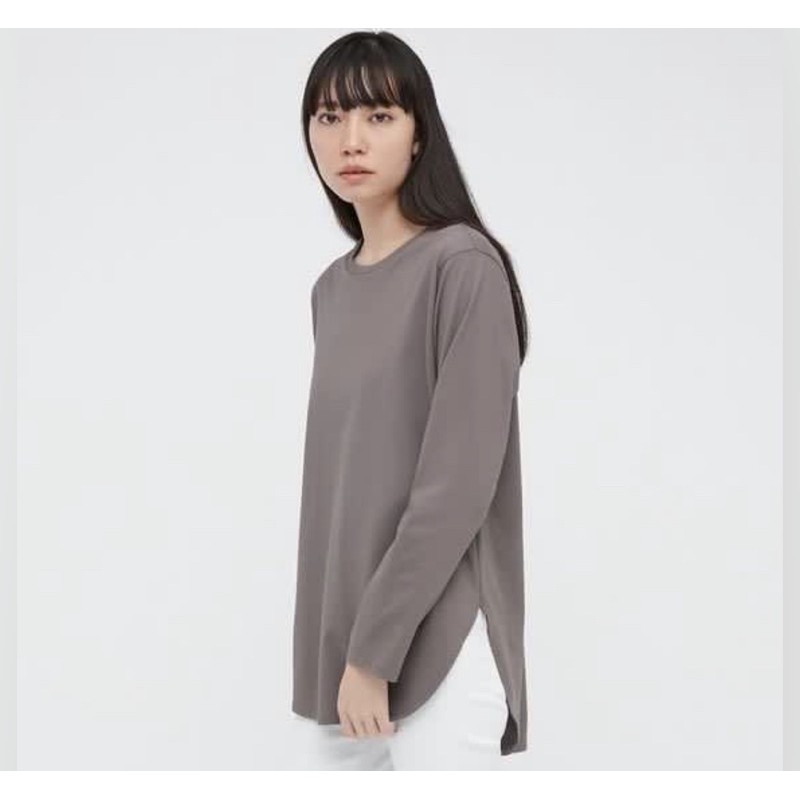 UNIQLO TSHIRT PANJANG KATUN SHIRTTAIL