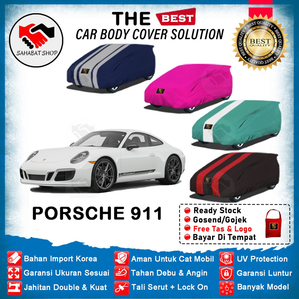 Sahabat Body Cover Mobil Porsche 911 /  Sarung Penutup Porsche 911 Outdoor 2012 2013 2014 2015 2016 2017 2018 2019 / Tutup Mantel Selimut Kerudung Kerodong Mantol Jas Kelambu Terpal Pelindung Bungkus Sedan Porsche 911 Anti Air Waterproof Model Biru