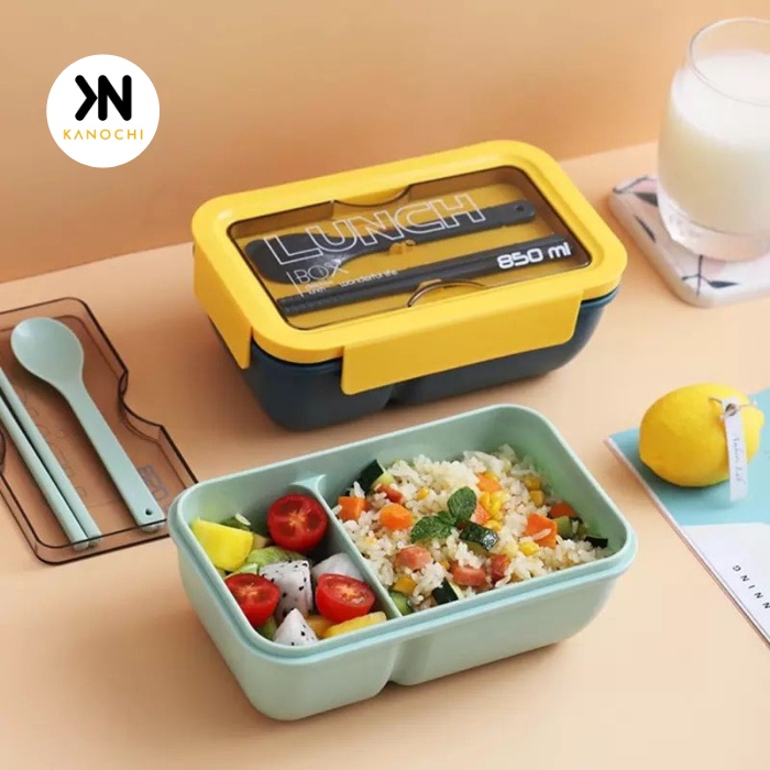 Kotak Makan Bento Box Set Transparan 850ML BPA FREE