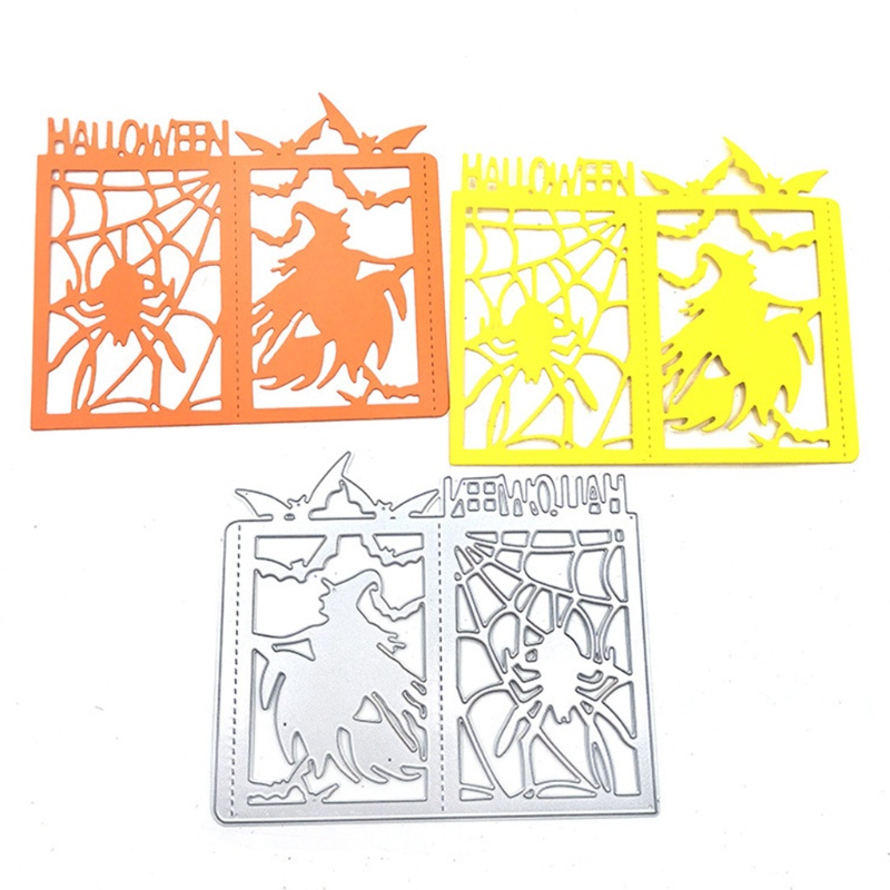 Cutting Dies Embossing Bahan Carbon Steel Desain Kelelawar Laba-Laba Halloween Untuk Scrapbook