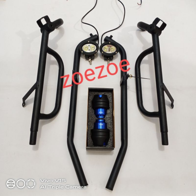 Paket crashbar nmax 155 2020 jalu black diamond plus lampu tembak tubular nmax 155 2020