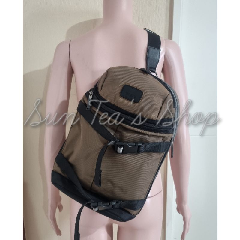Authentic TUMI Nylon Brown Unisex EDC Sling Bag Registered.