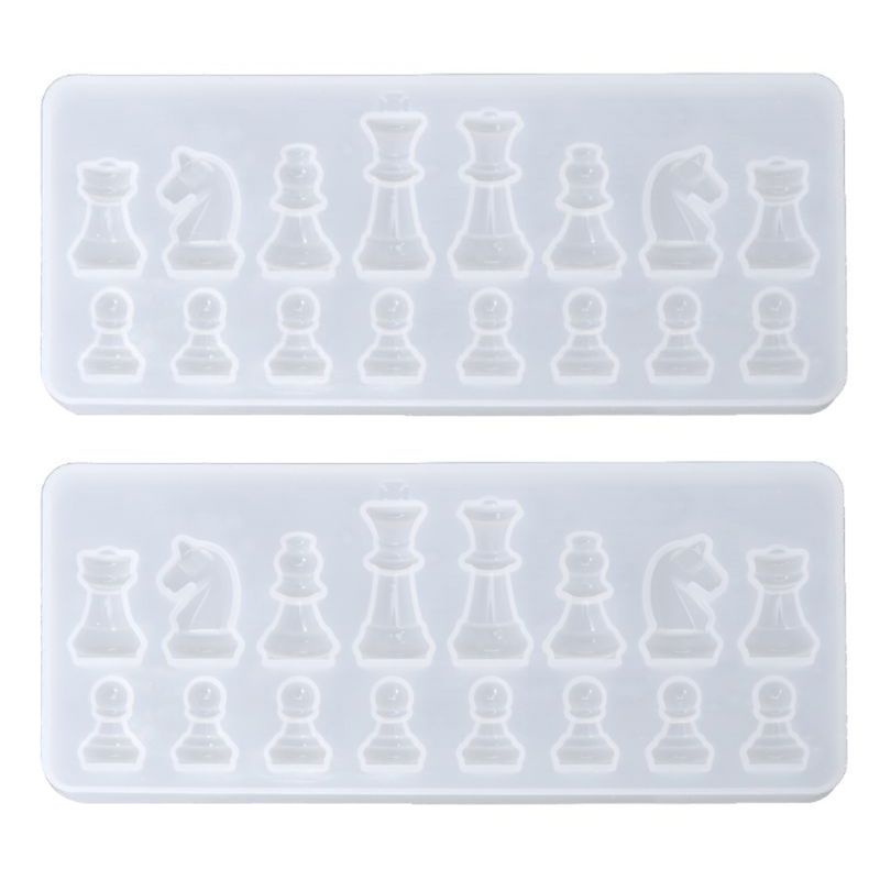 SIY  Resin Casting Molds Set by Garloy,2Pcs 3D Chess Clear Silicone Mold for Making Polymer Clay, Crafting, Resin Epoxy