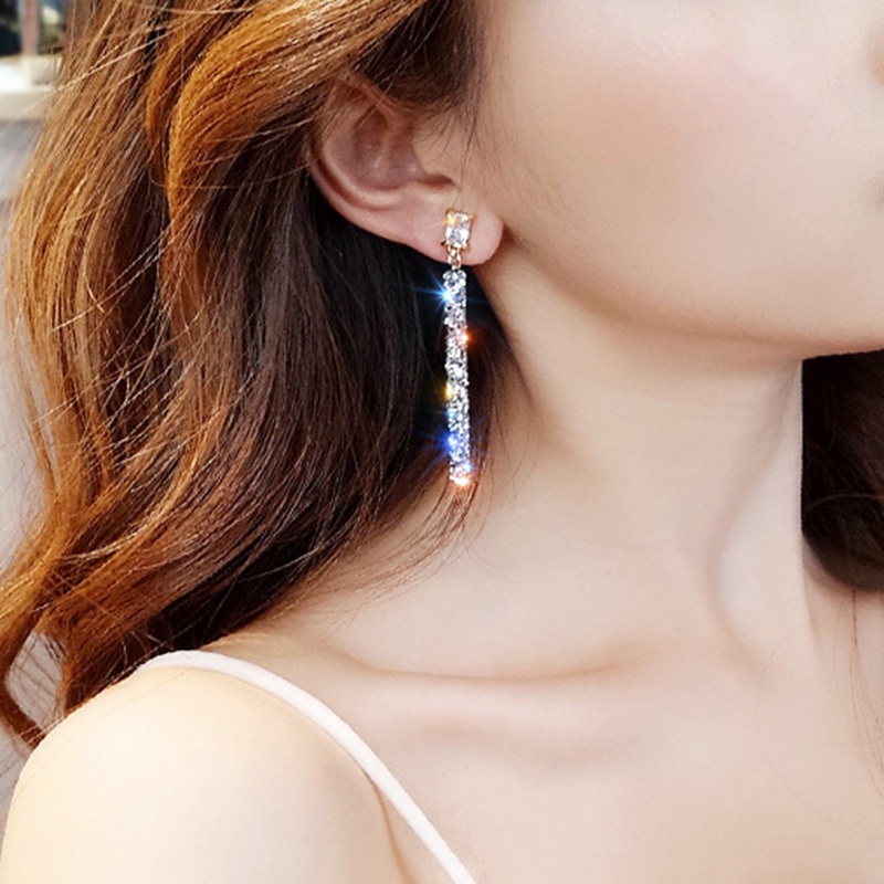 Anting Gantung Panjang Model Geometri Klasik Gaya Korea Untuk Wanita