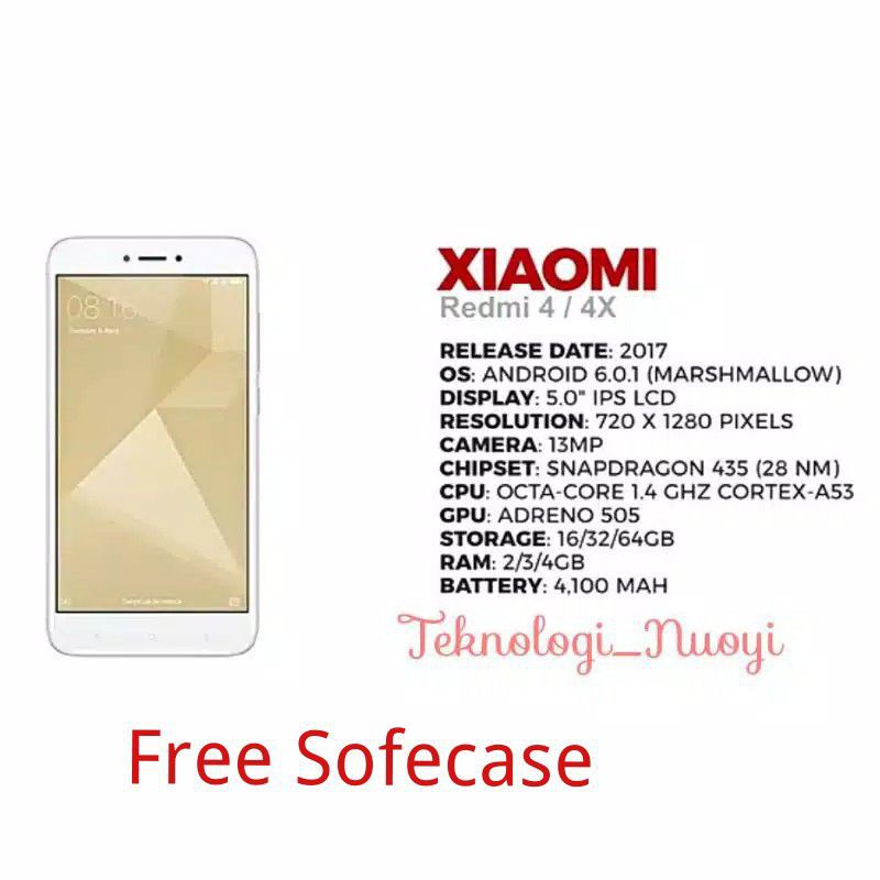 Xiaomi redmi 4x 2/16 3/32 4/64 | Shopee Indonesia