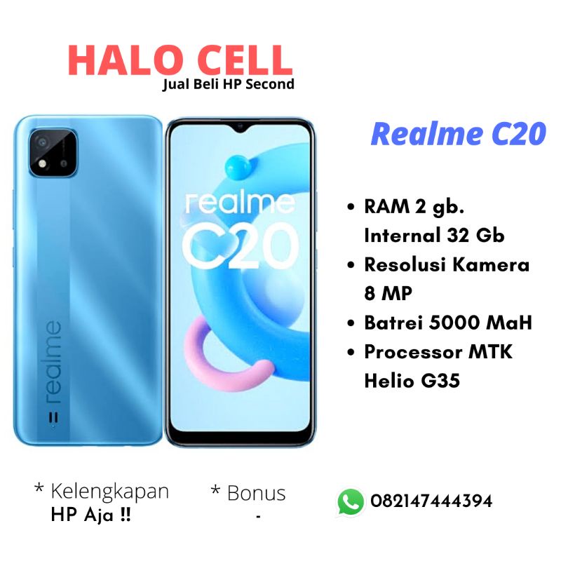 HP Murah REALME C20 Ram 2 Gb Internal 32 Gb. HP Second Garansi