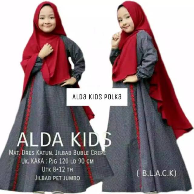 Alda kids polka gamis anaka pakaian anak fashion muslim anak