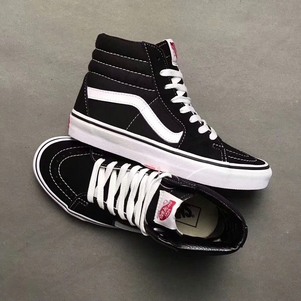 Sepatu Vans SK8 High Black White Original Shoes