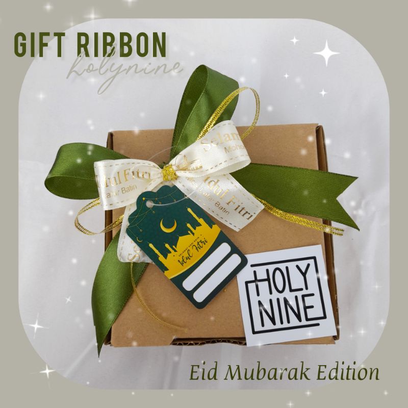 

❤HOLYNINE❤ Gift Ribbon Eid Mubarak | Pita Hadiah edisi lebaran Idul Fitri | Free Kardus (Pengaman)