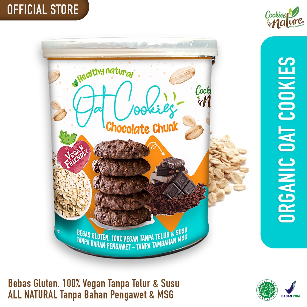 

Oat Cookies Cokelat Chunk Gluten Free 100% Vegan Kukis Sehat Tanpa Pengawet Halal