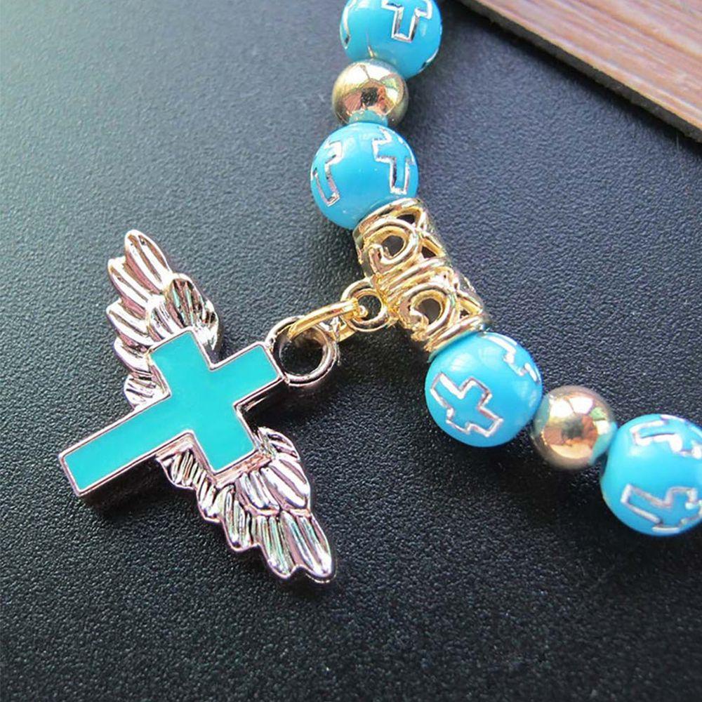 Lily Cross Bead Gelang Wanita Bronzing Akrilik Charm Bracelet