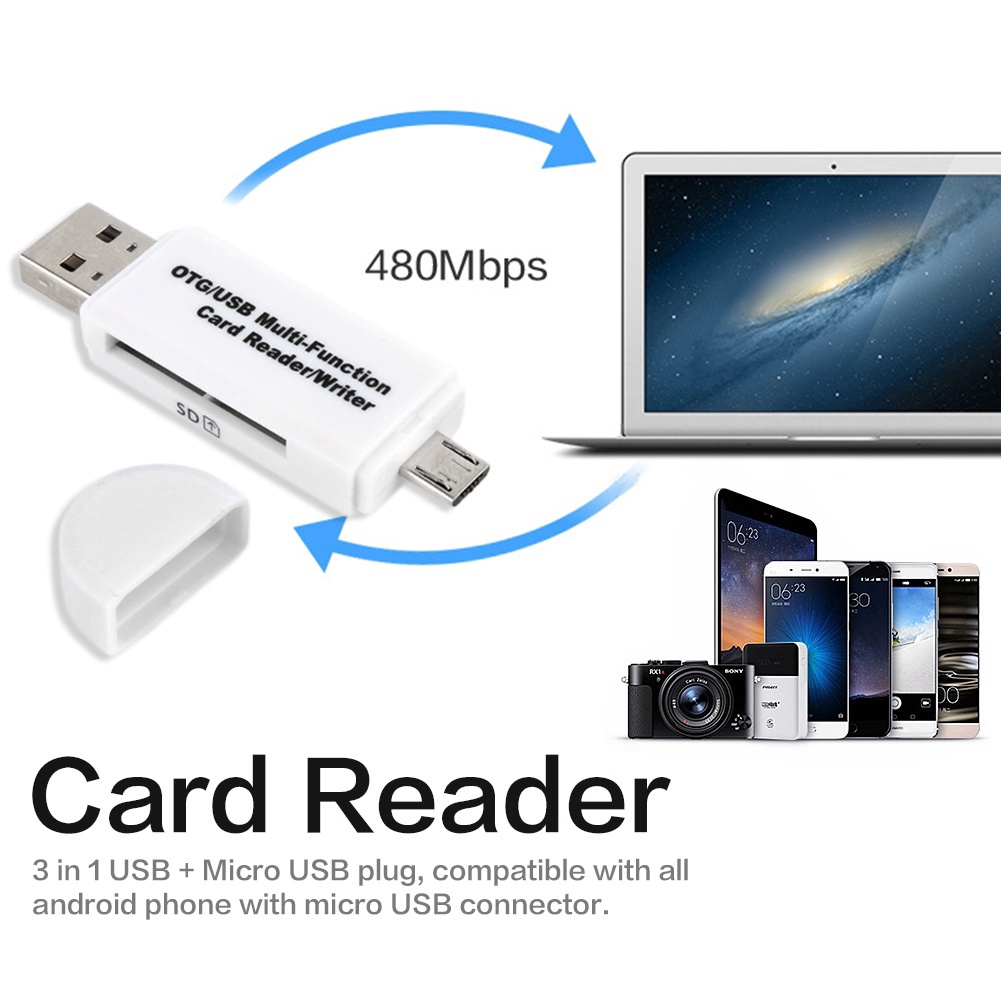 Multifunctional OTG Card Reader Micro SD / SD Card / USB Reader/TF Card/SD Memory Card Pembaca Kartu