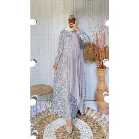 NEW MODEL GAMIS CAMILLA // BAHAN TILLE BORDIR MUTIARA MIX CERUTY BABYDOLL // By Kemoda