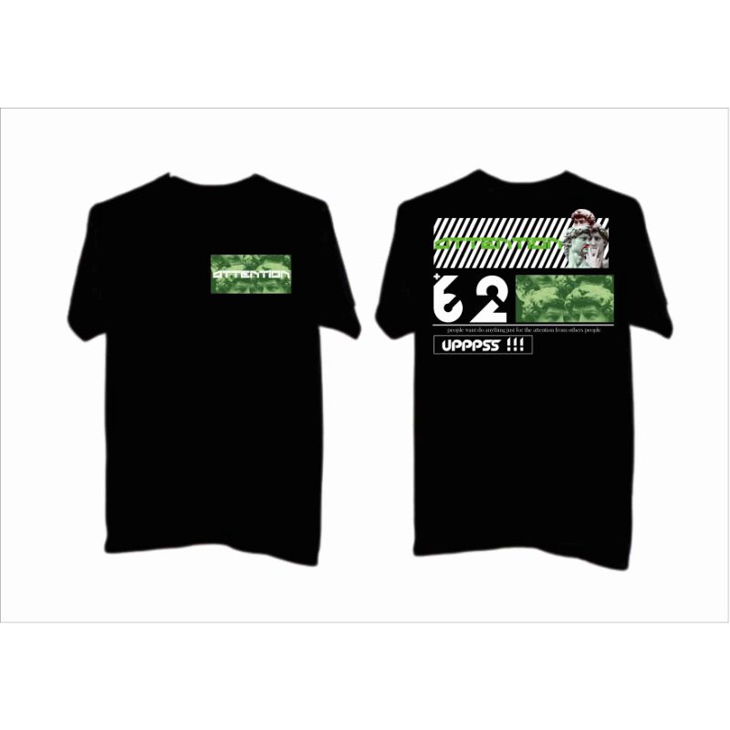 "ATTENTION" Black T-shirt/graphic tee/design gravis/aesthetic tee/kaos aesthetic
