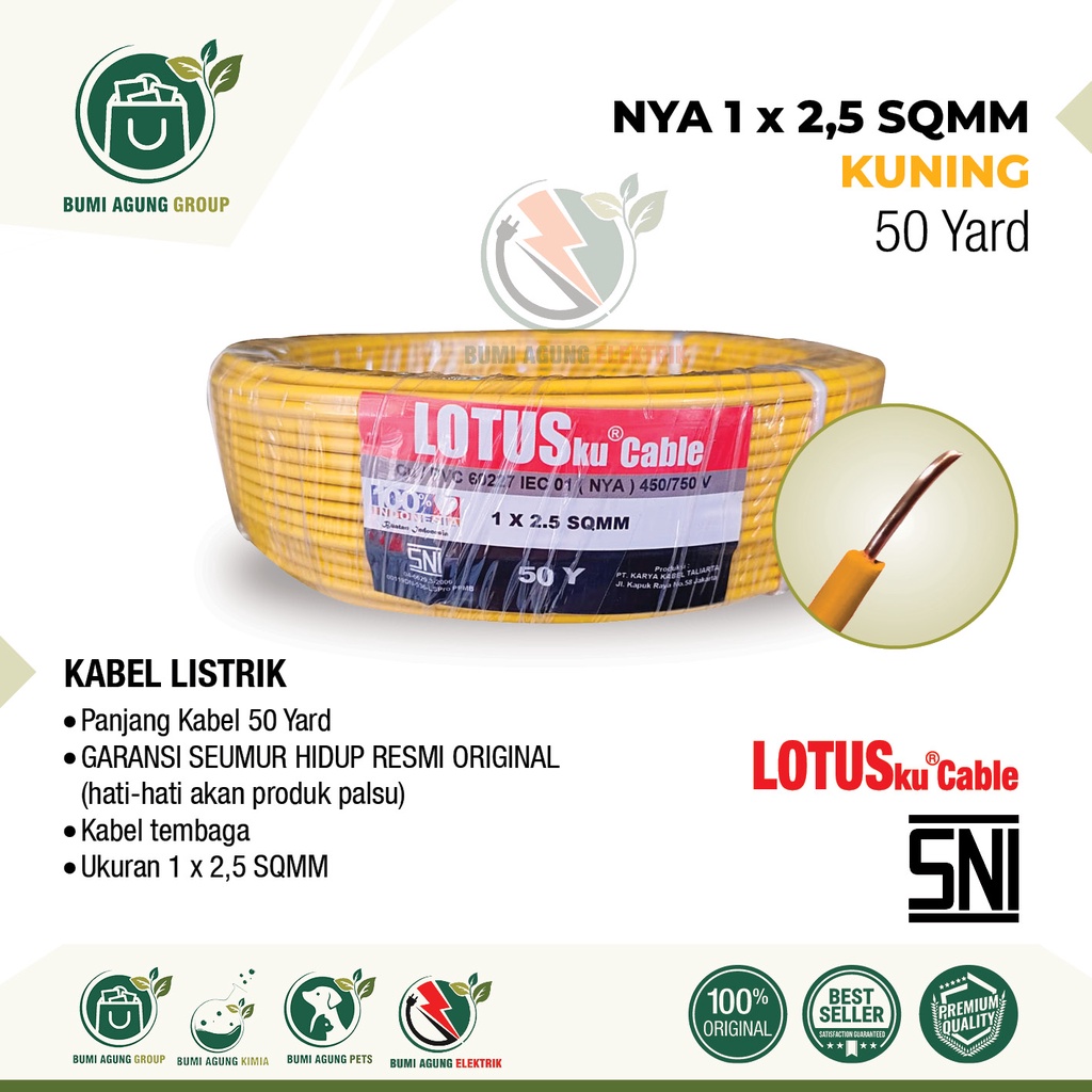 Kabel NYA 2.5mm 2,5mm LOTUSKU MYVO 50 Yard 1x2.5 1x2,5 2.5 2,5 50Y bkn 50m LOTUS