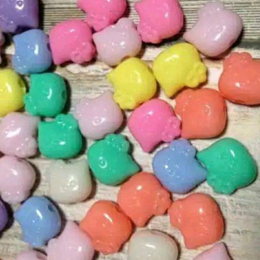 ISI 20GR MANIK MOTE AKRILIK HELLO KITTY PASTEL BAHAN KERAJINAN TANGAN DIY CANTIK BERKUALITAS