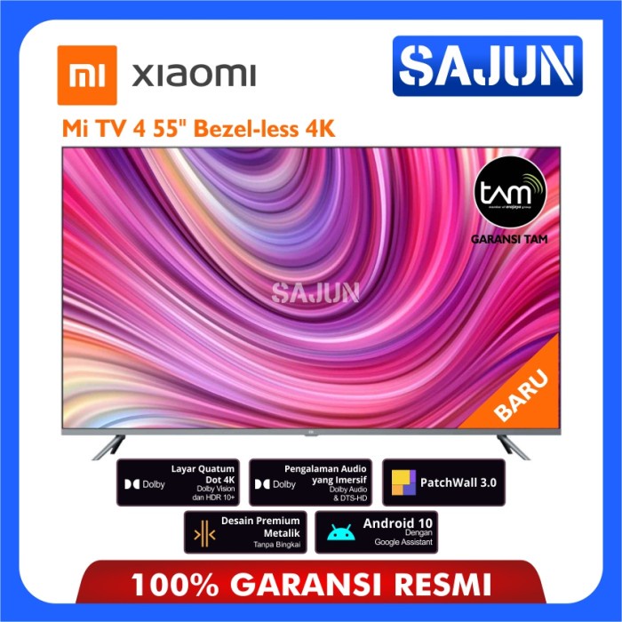 Jual Xiaomi Mi TV 55 Inch Bezel Less 4K Smart TV With QLED Android 10