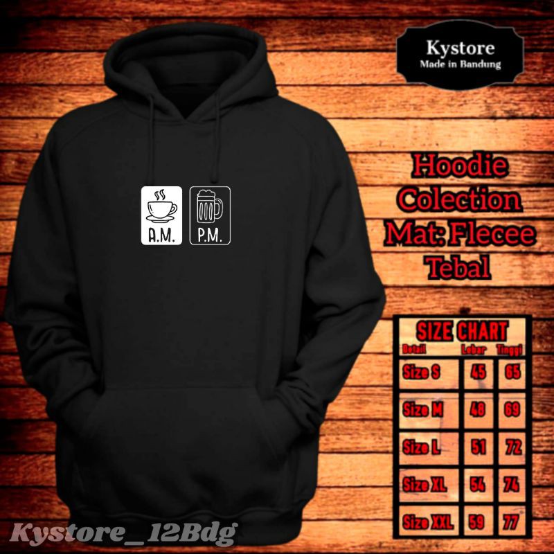 Sweater hoodie bahan fleece motif kopi