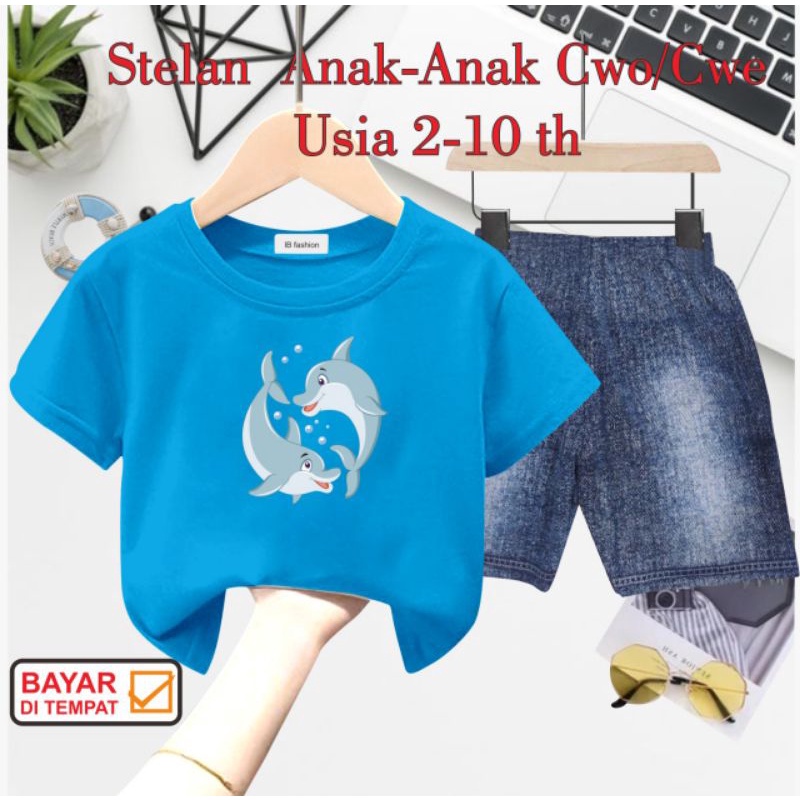 ((IB))SETELAN ANAK UNISEX SEMI JEANS/LUMBA2 DIGITAL SABLON