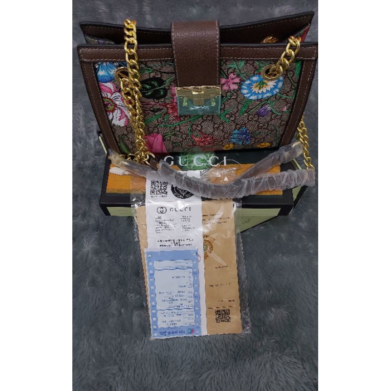 TAS GUCCI TOTE PADLOCK FLORAL