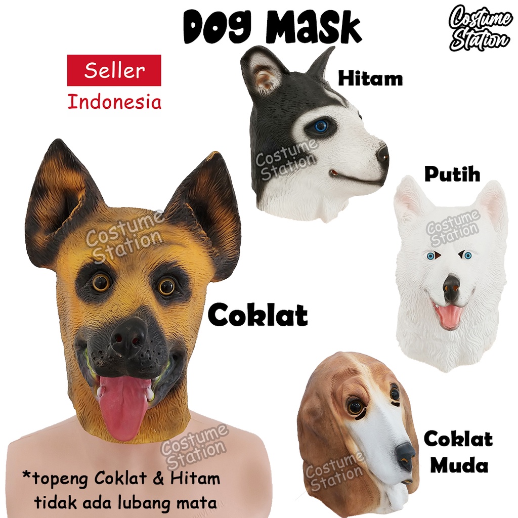 Topeng Anjing / Dog Mask Latex Hewan Binatang Animal Pesta Halloween