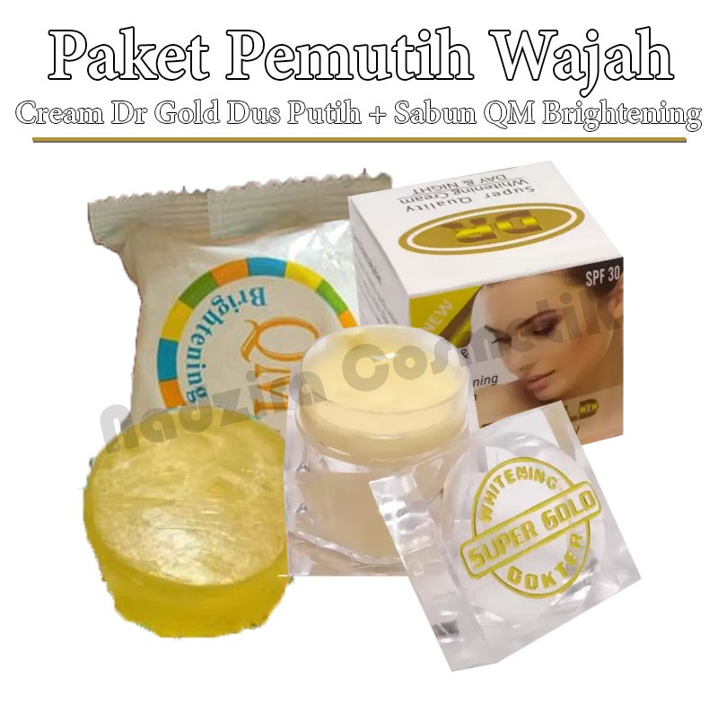 PROMO!!! Paket Pemutih Wajah Cream Dr Gold Dus Putih plus Sabun QM Original