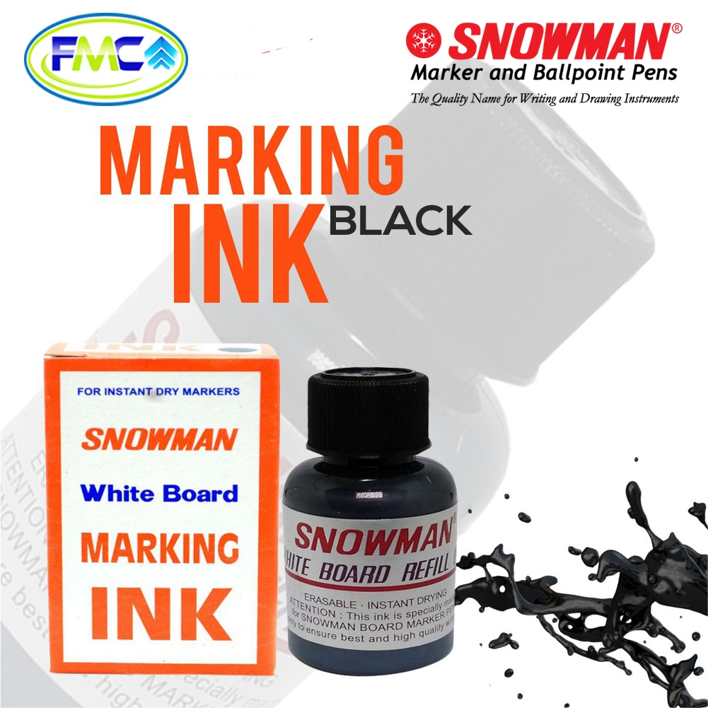 Tinta Spidol Whiteboard Non Permanent Snowman Papan Tulis Boardmarker Isi Ulang Sepidol  Refil Warna Hitam Biru Merah Hijau Asli Original