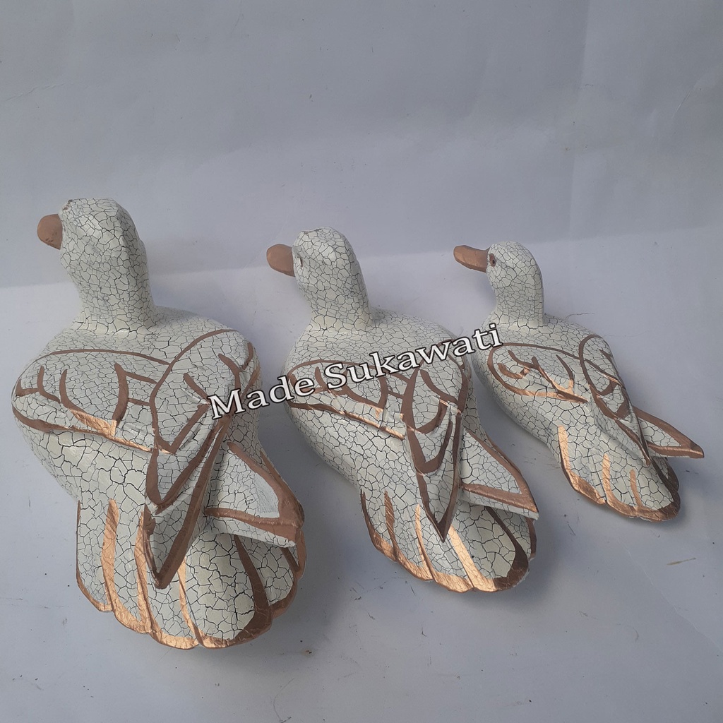 Pajangan patung Bebek Kayu Bali 1set isi 3pcs kerajinan tangan dekorasi hiasan