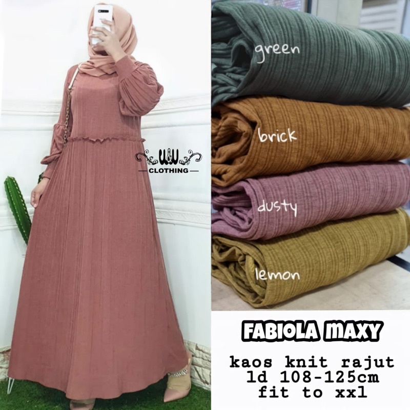 Fabiola Dress Casual Kekinian Terbaru Polos  Kaos Rajut Jumbo Bigsize XXXL Ld110 - Ld130 Adem Melar 