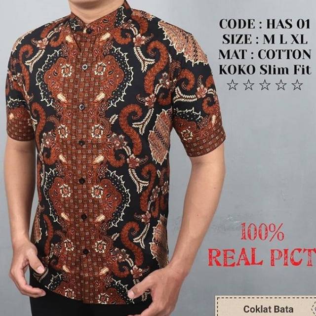 BAJU KEMEJA BATIK PRIA SLIM FIT LENGAN PENDEK CEVASH HAS01