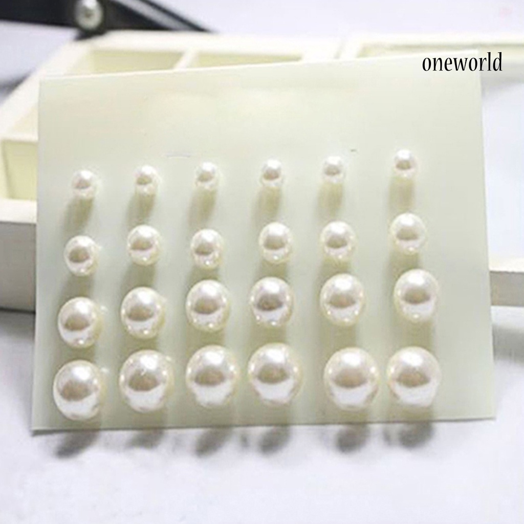 OW@ 12 Pairs Attractive Elegant Faux Pearl All-match Ear Stud for Party