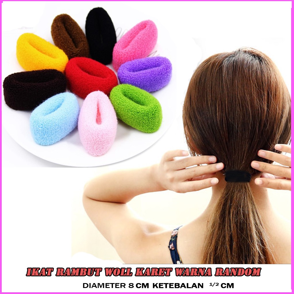 6 Picis Ikat Rambut Woll Karet Untuk Anak dan Dewasa warna warni / Ikat rambut bisa Grosr &amp; Ecer