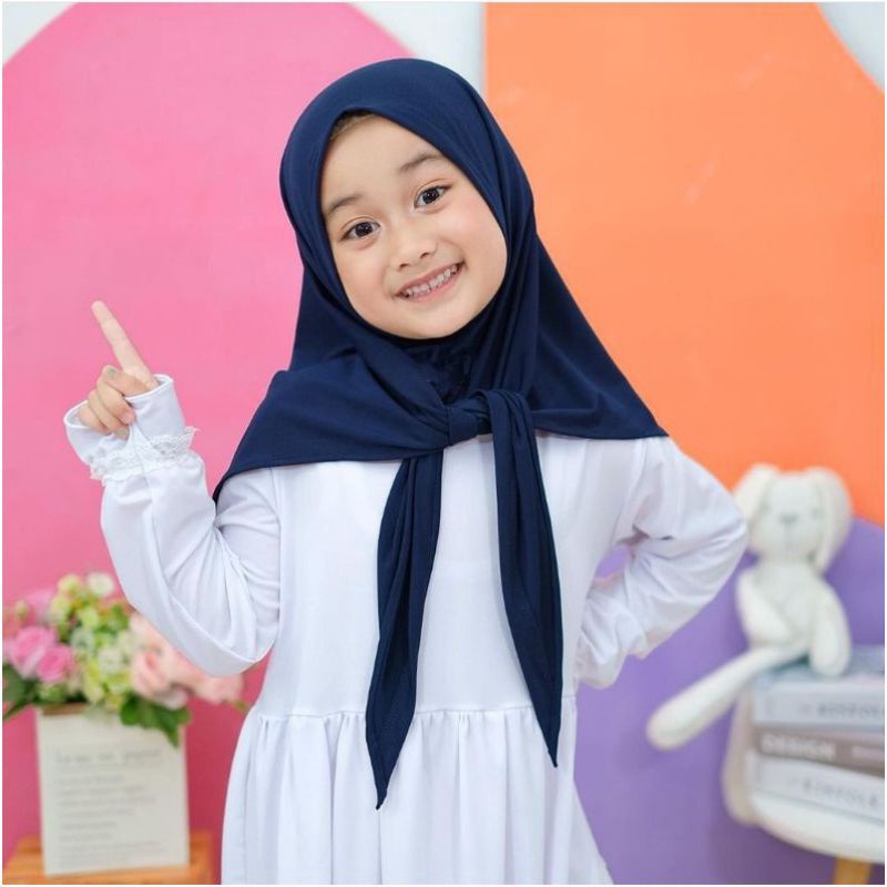 Jilbab Anak SEGITIGA Instan Usia 3-6 Tahun Hijab Anak Lucu Kerudung Pastan Anak Pashmina