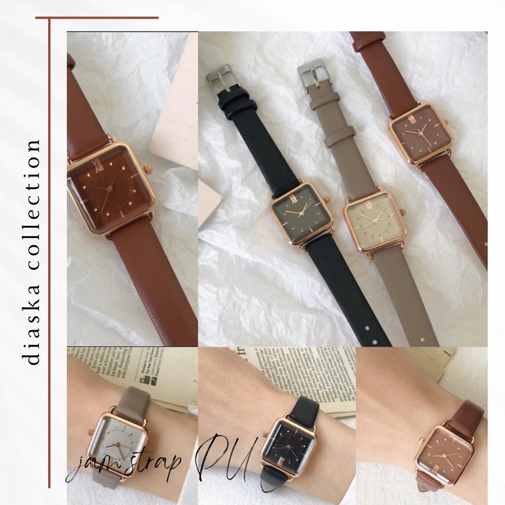 Jam Tangan Jhui Wanita Analog Dial Kotak Romawi (015PU)