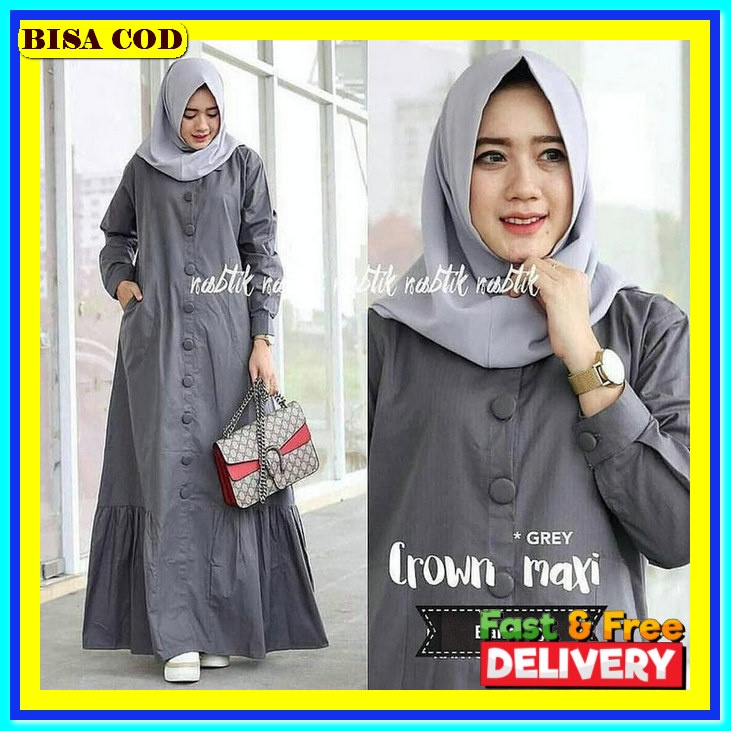 Baju Gamis Midi Pesta Big Size Muslim Polos Wanita Busui Harian Tebal Lembut Kekinian Terbaru 2022 K