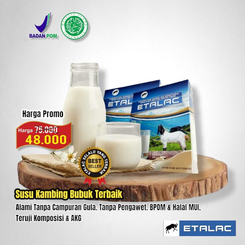 

Etalac Susu Kambing Etawa Bubuk Tanpa Campuran Gula 200 gram