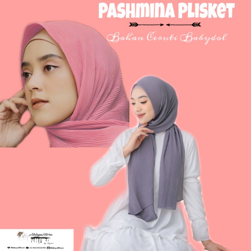 HIJAB PASHMINA PLISKET CERUTY/KERUDUNG/FULL PLISKET/NO GARIS TENGAH