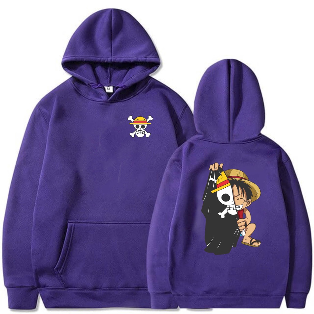 Sweater Hoodie Sablon One Pice tengkorak || Jumper Hoodie Anime II One Pice Tengkorak Hoodie ( Pria &amp; Wanita )