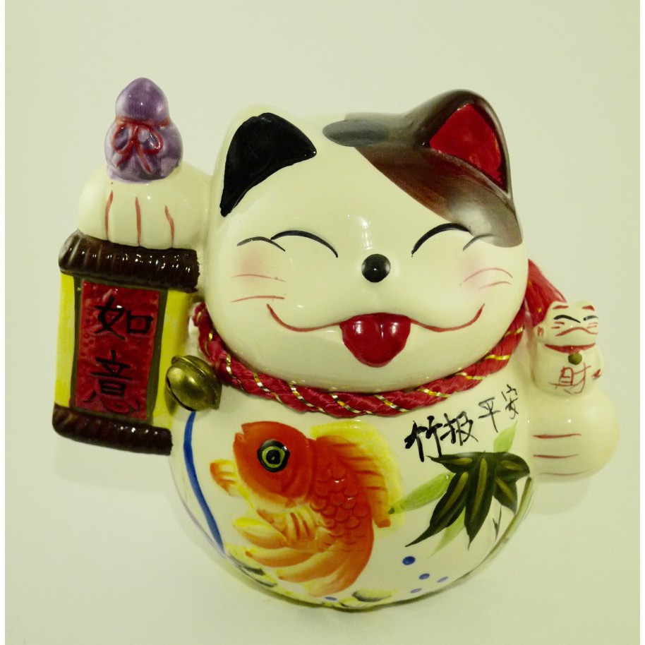 CELENGAN KUCING MANEKI NEKO LUCKY CAT PUTIH PIGGY BANK